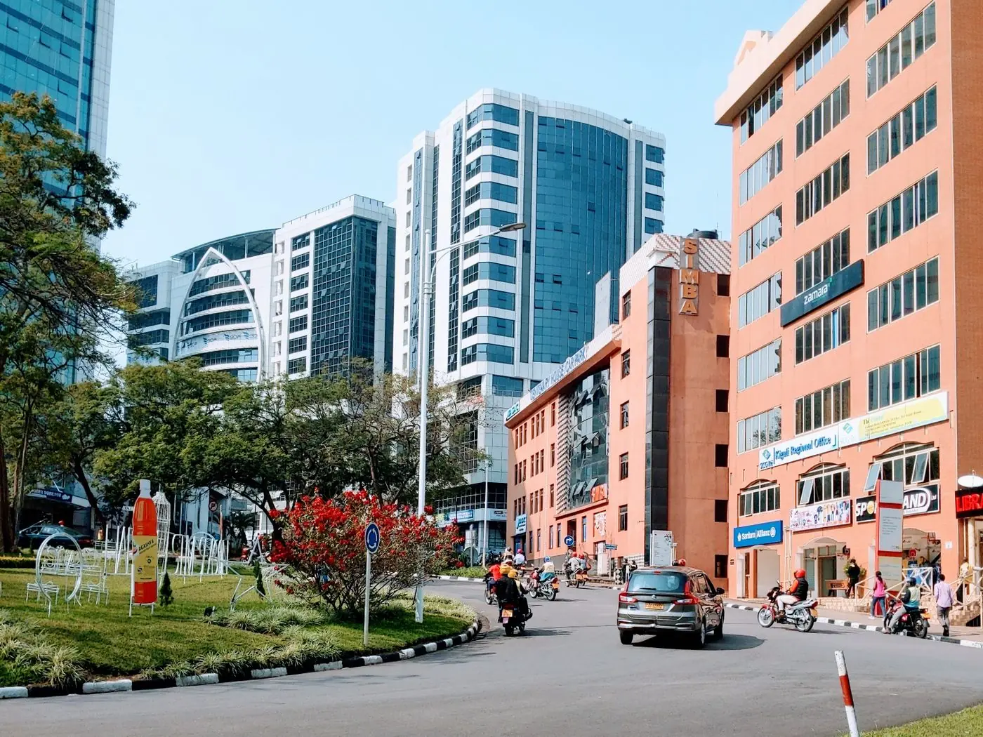 Modern towers and a street in Kigali